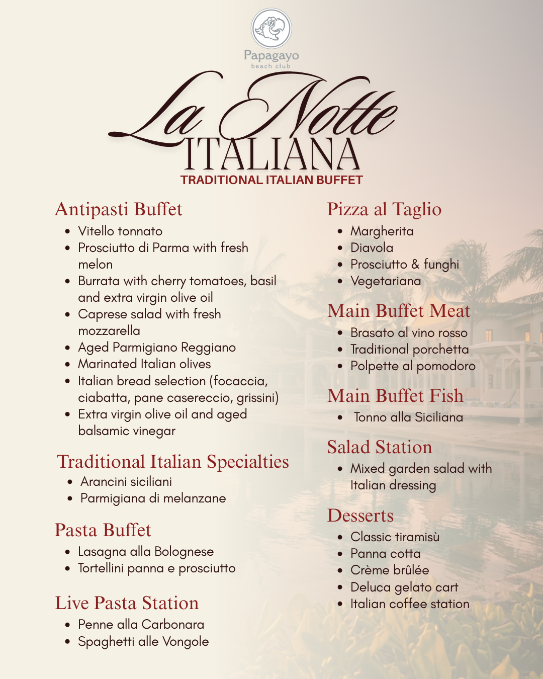 Menu Italian Night